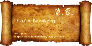 Mikula Barakony névjegykártya